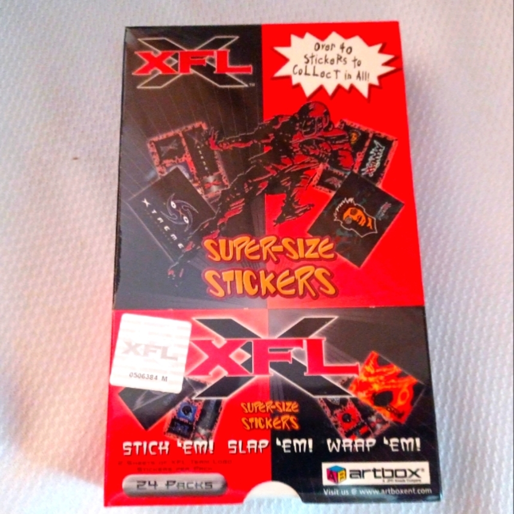 2001 XFL Artbox Super-Size Football Stickers Box 🏈 24 Packs 🔥 WWE